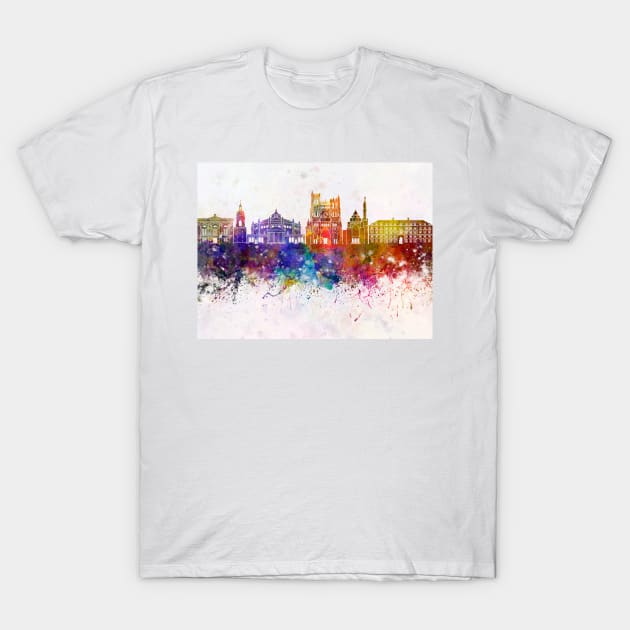 Amiens skyline in watercolor background T-Shirt by PaulrommerArt